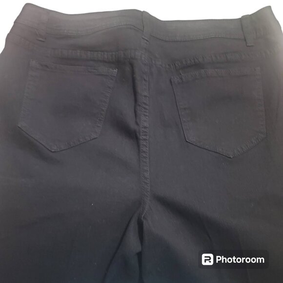 Preloved Women's Plus Black Denim Pants with Sheer Animal Print, size 14 - Picture 6 of 6